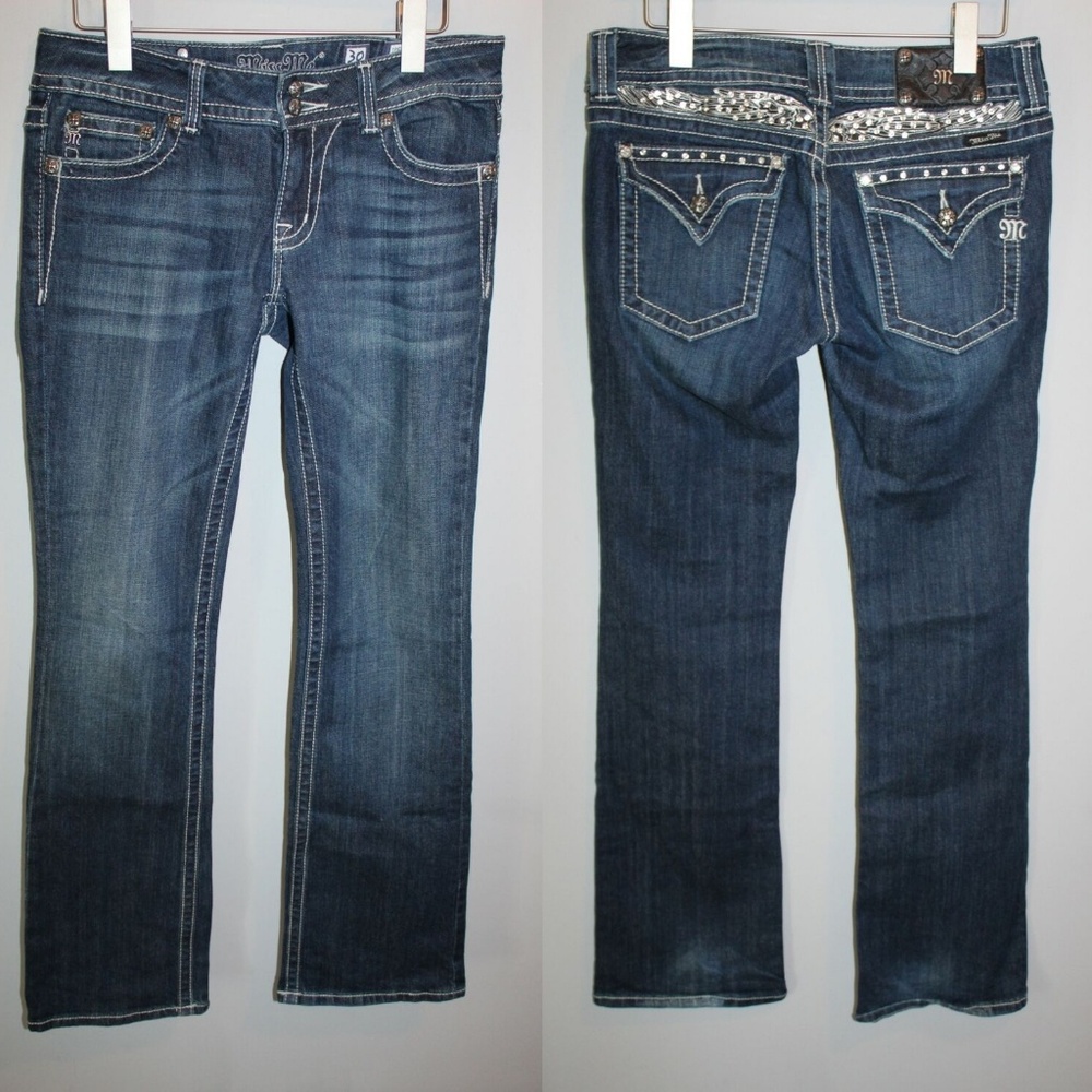 Miss Me Bootcut Jeans Rhinestones Wings HW7086 - Picture 7 of 7